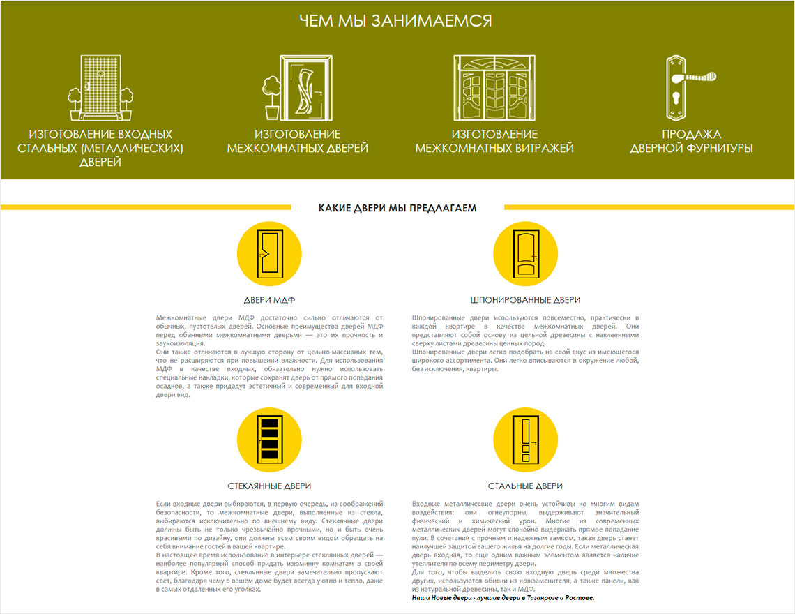 Сайт-визитка изготовителя дверей. Примеры дизайна сайтов - Инфографика